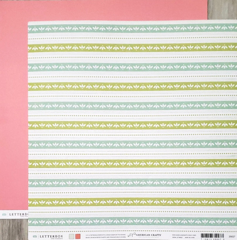 American crafts - double sided paper 12 x 12 - kind thoughts Letterbox
