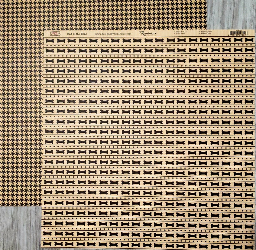 Reminisce - double sided paper 12 x 12 - Good boy - Bad to the bone and houndstooth