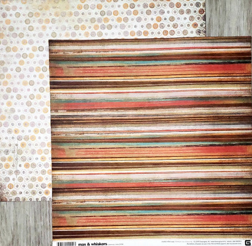 Basic Grey - double sided paper 12 x 12 - Max and Whiskers- Clarence stripe and distressed circles