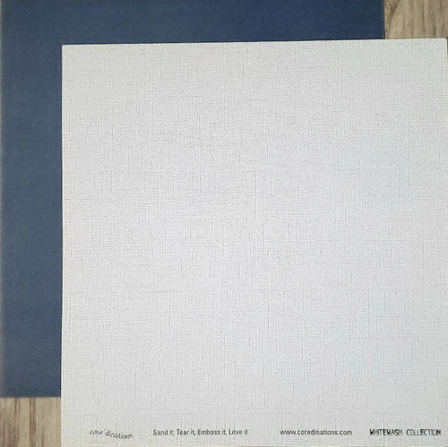 Core'dinations - White wash collection textured solid color cardstock - 12 x 12 - weather vane blue under white
