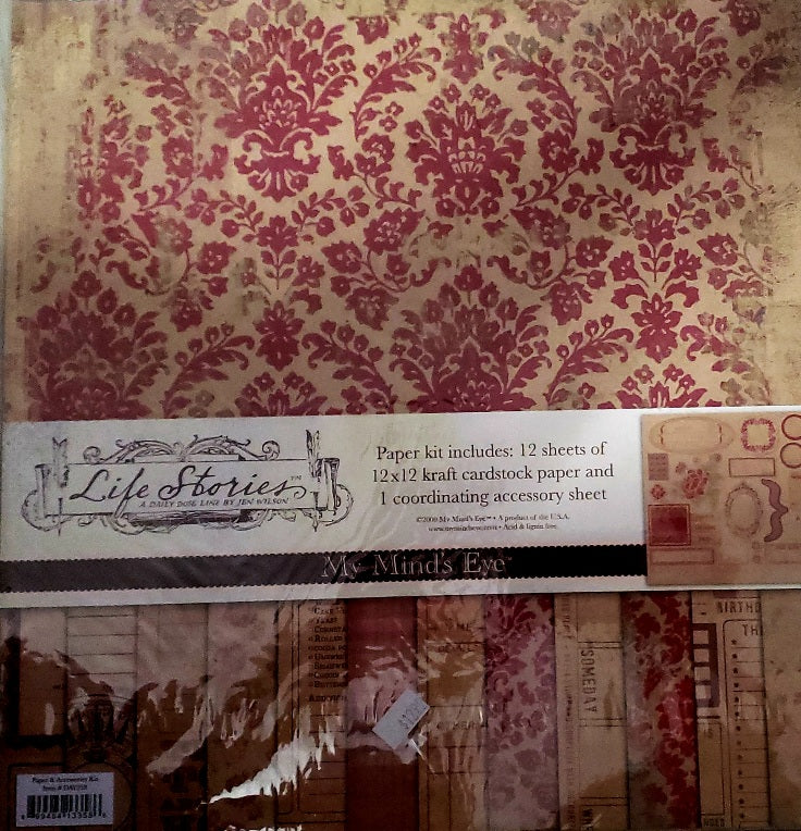My Minds eye - 12 x 12 scrapbook page kit  - life stories reds
