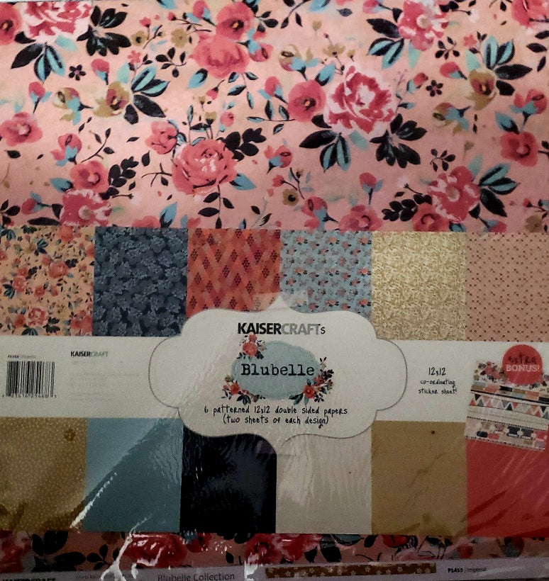 KaiserCrafts - 12 x 12 scrapbook paper / sticker pack - Bluebelle