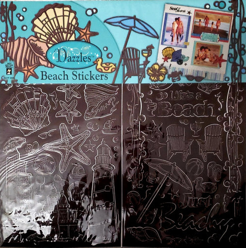 Hotp Hot off the Press - 12 x 12 scrapbook sticker sheet - Dazzles beach