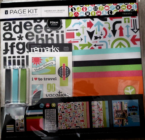 AC American Crafts - 12 x 12 scrapbook page kit - travel vacation