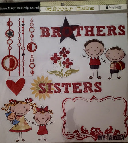 Fancy pants  - 12 x 12 scrapbook glitter cuts - brothers and sisters