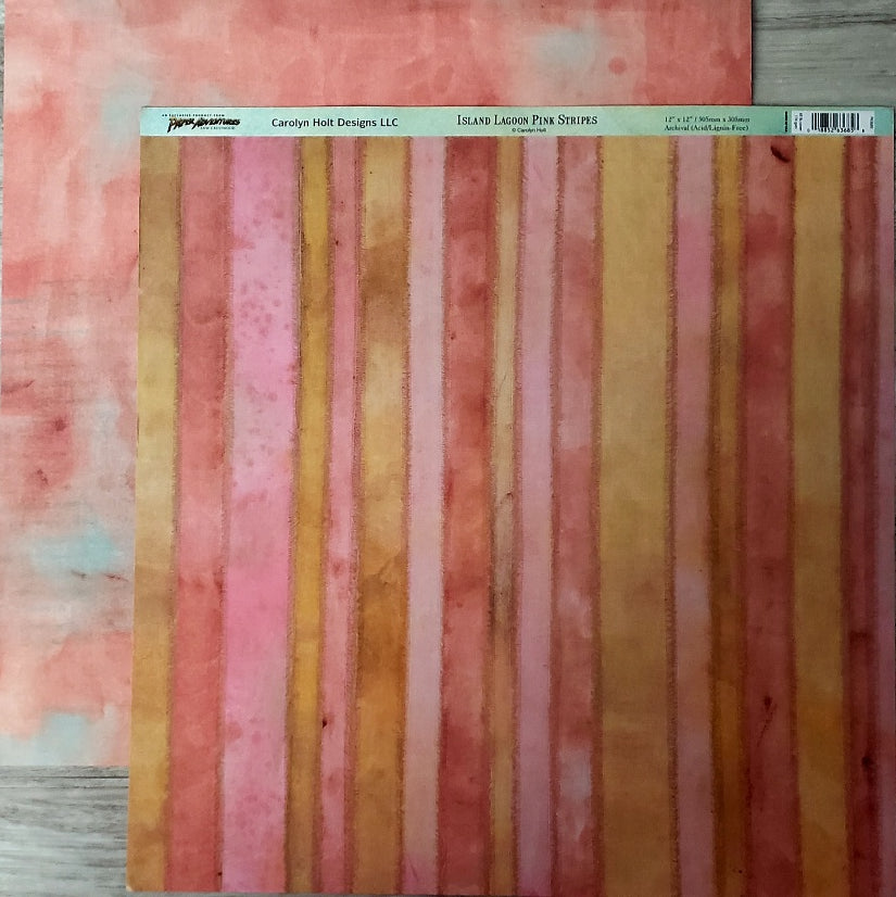 Paper adventures double sided paper 12 x 12 - island lagoon pink stripe