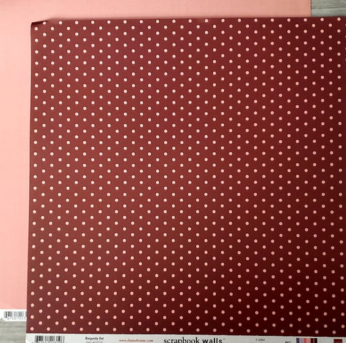 Chatter box double sided paper 12 x 12 - scrapbook walls burgundy dot