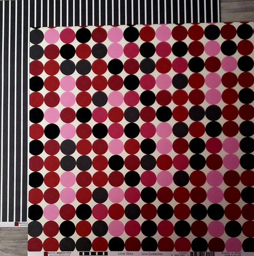 Bazzill basics double sided paper 12 x 12 - love story connections dots