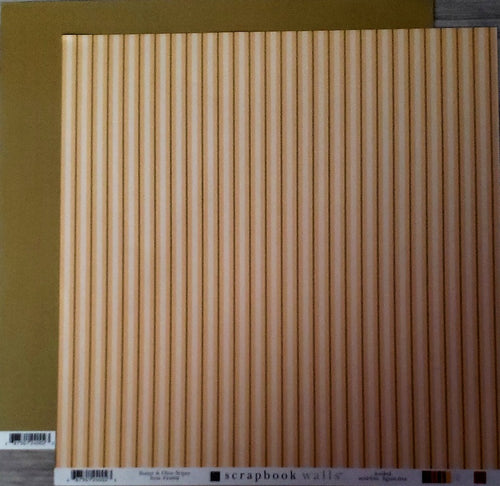 Chatter box double sided paper 12 x 12 - scrapbook walls butter / olive stripe