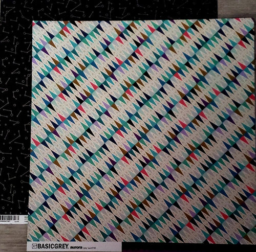 Basic Grey double sided paper 12 x 12 - Aurora / stars