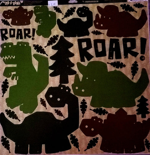 Reminisce -  cardstock sticker sheet 12 x 12 -  din-o-rama dino dinosaur