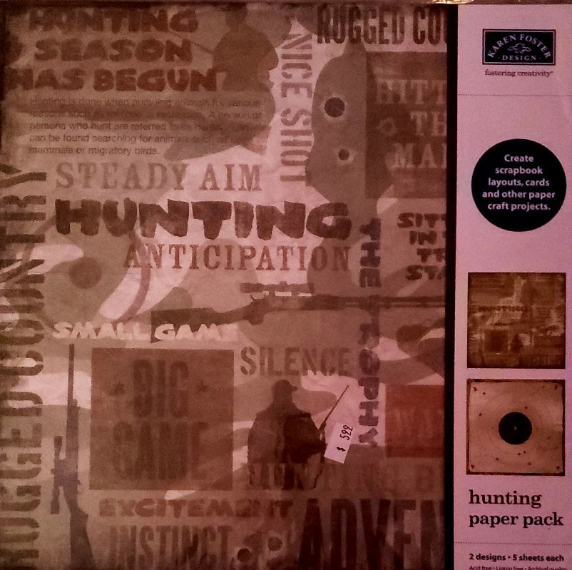 Karen Foster - 12 x 12 scrapbook single sided paper  kit - hunting