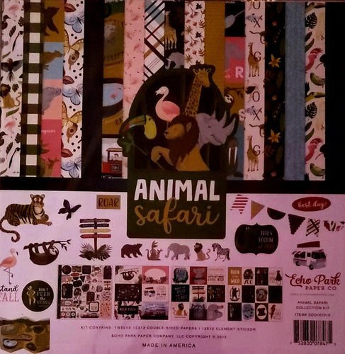 Echo park - double sided paper 12 x 12  page kit - animal safari