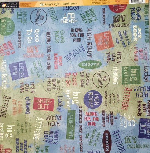 American traditional designs single sided paper 12 x 12 - a guys life earth tones guy talk