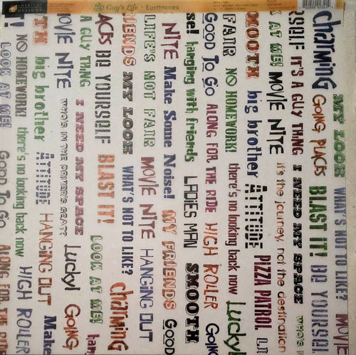 American traditional designs vellum single sided paper 12 x 12 - a guys life earth tones