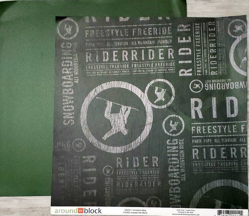 Around the block - double sided paper 12 x 12 - snowboarding