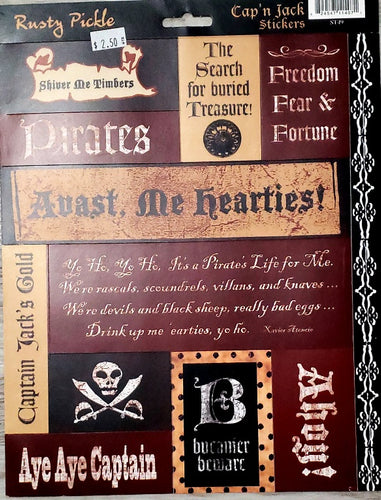 Rusty Pickle -.8 1/2  x 11 sticker sheet- cap'n Jack cardstock stickers