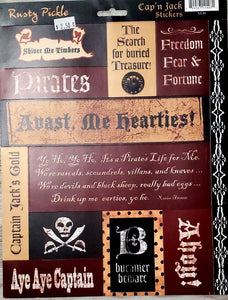 Rusty Pickle -.8 1/2  x 11 sticker sheet- cap'n Jack cardstock stickers