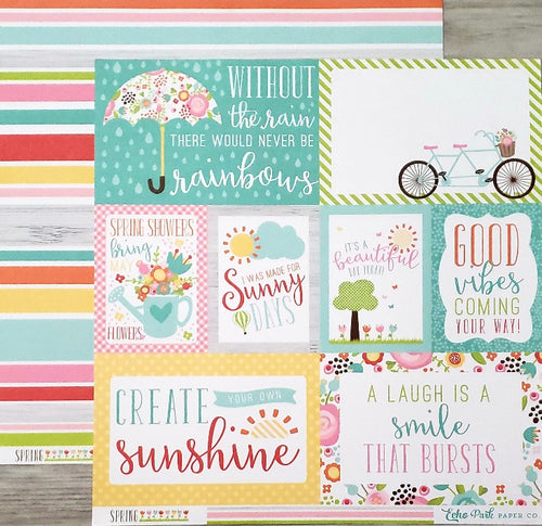 Echo park - 12 x 12 double sided cardstock Paper - spring journaling stripes
