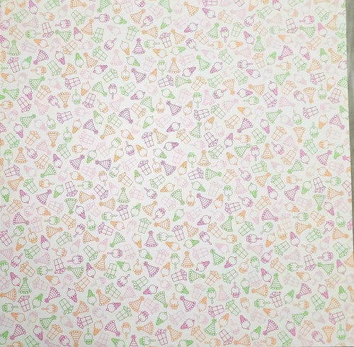 Doodlebug design inc single Sided cardstock paper 12 x 12  - Birthday Girl party time