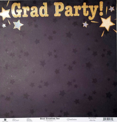 Best Creations - double sided glitter paper 12 x 12 - graduation party glitter and stars