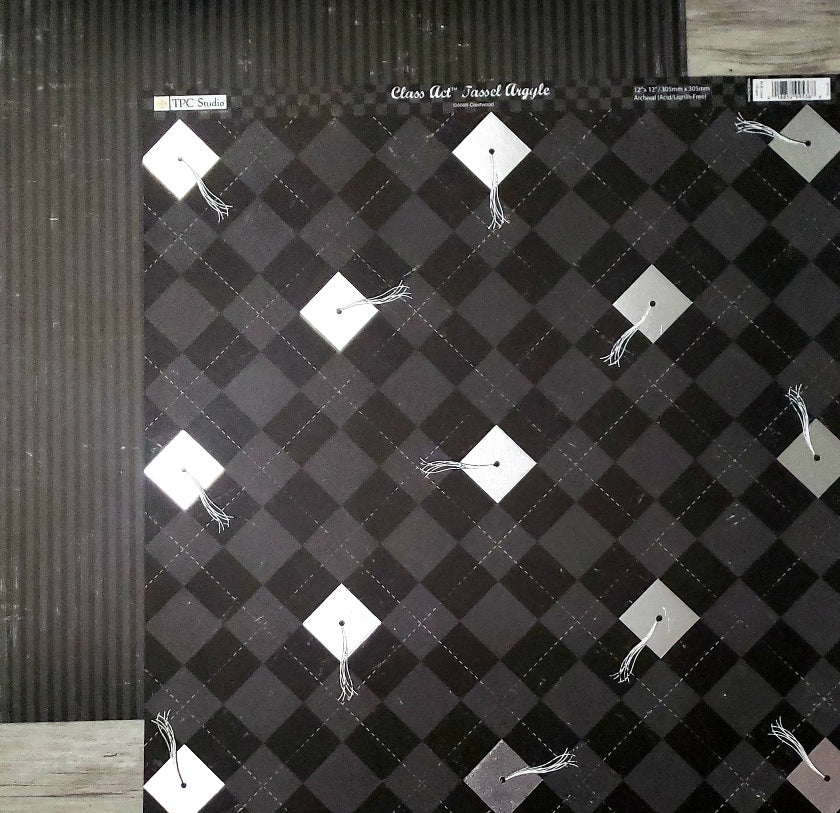 TPC studios - double sided paper 12 x 12 - class act tassel argyle