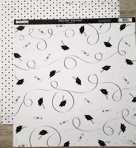 TPC studios - double sided paper 12 x 12 - class act hat swirl with foil