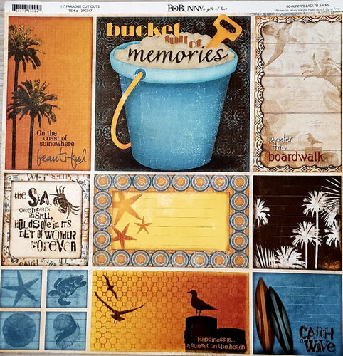 Bo Bunny  - double sided cardstock paper 12 x 12 -  paradise cut outs