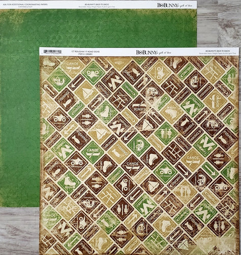 Bo Bunny  - double sided paper 12 x 12 -  roughin' it road signs