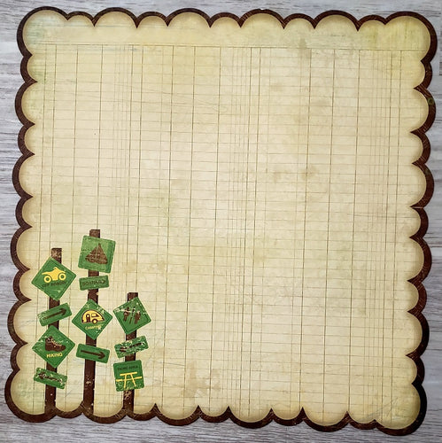 Bo Bunny  -die cut single sided paper 12 x 12 -  roughin' it way to go