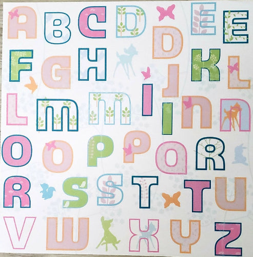 Sandylion  12 x 12 single sided patterned paper - Bambi forest alphabet