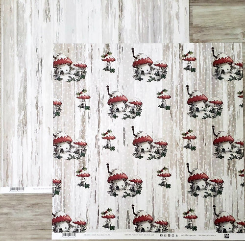 Fabscraps 12 x 12 double sided patterned paper - Elves home mushrooms