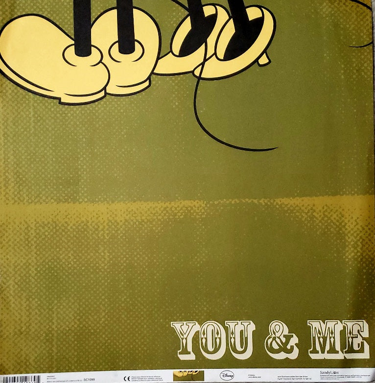 Sandylion  12 x 12 single sided patterned paper - You and me Mickey Mouse -.wrinkled corner