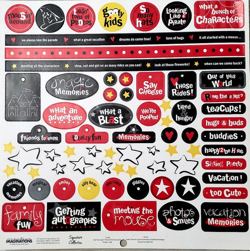 Creative Imaginations- sticker sheet  12 x 12 - signature collection visiting Mickey tags