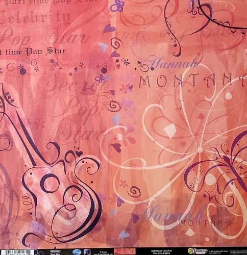 Sandylion  12 x 12 single sided patterned paper - Hannah Montana