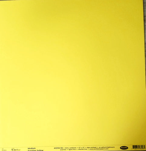 Worldwin colormates solid color cardstock - 12 x 12 - Medium sunshine yellow