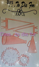 Load image into Gallery viewer, Dies ... to die for LLC metal cutting die -  Cheerleading Pom Poms &amp; Megaphone