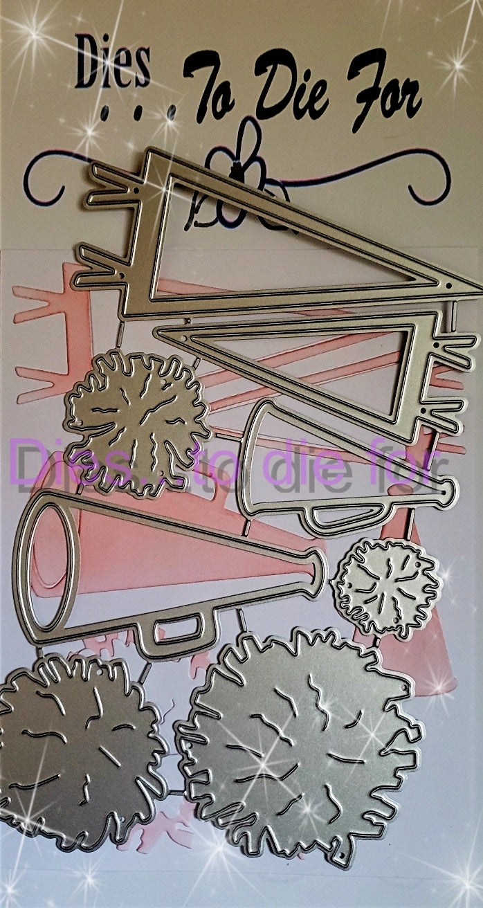 Dies ... to die for LLC metal cutting die -  Cheerleading Pom Poms & Megaphone