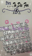 Load image into Gallery viewer, Dies ... to die for LLC metal cutting die - Hannah Varsity Font small minis
