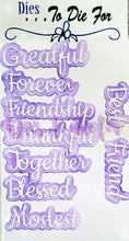 Load image into Gallery viewer, Dies ... to die for LLC metal cutting die - season add ons Thankful words with shadow