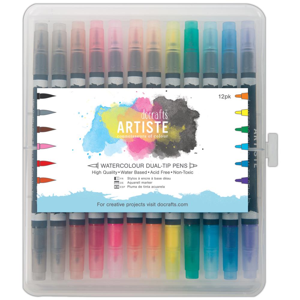 DoCraft Artiste Watercolor ( Watercolour ) Dual-Tip Pens set of 12