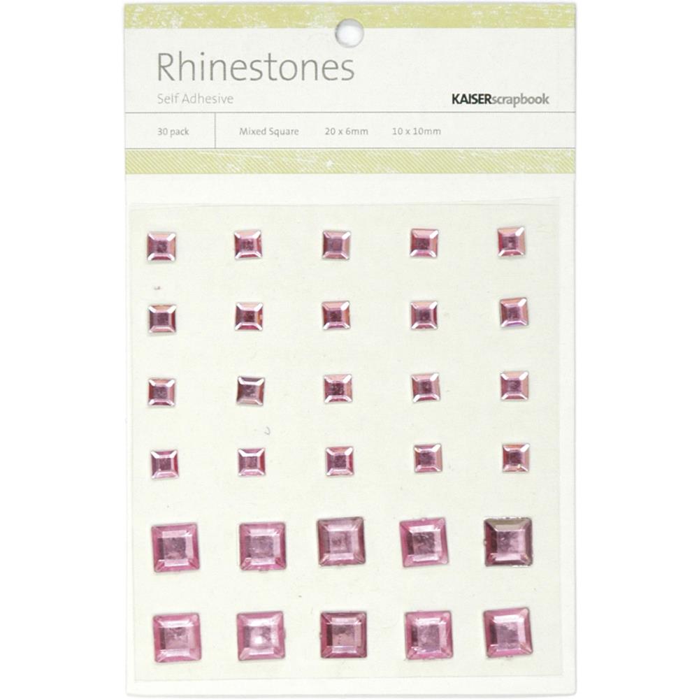 Self-Adhesive Square Rhinestones 30/Pkg - Soft Pink
