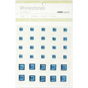 Self-Adhesive Square Rhinestones 30/Pkg - Blue