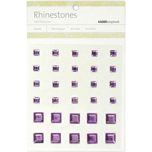 Self-Adhesive Square Rhinestones 30/Pkg - Lilac