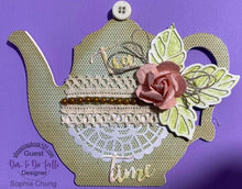 Load image into Gallery viewer, Dies ... to die for metal cutting die - Tea pot and cup card maker set - Time for tea word