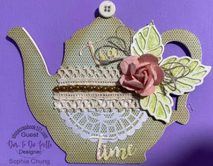 Dies ... to die for metal cutting die - Tea pot and cup card maker set - Time for tea word