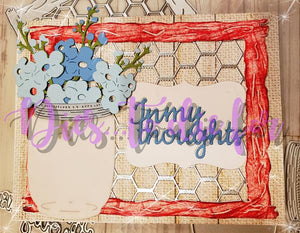 Dies ... to die for metal cutting die - Chicken wire and wood frame background