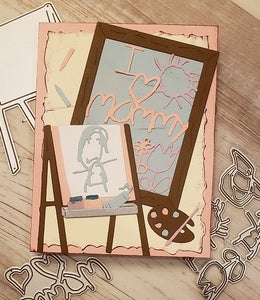 Dies ... to die for metal cutting die - I love Mommy - Heart - Kids writing