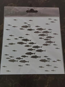 Gina Marie stencil 6x6 - school of fish