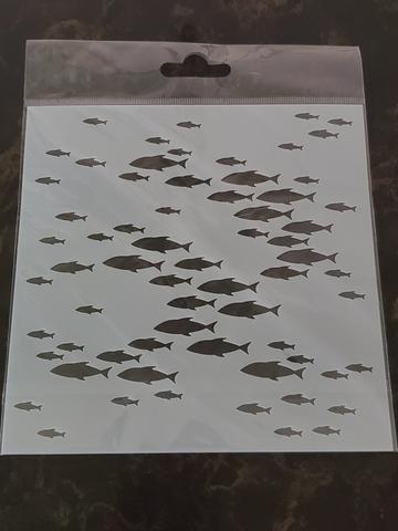 Gina Marie stencil 6x6 - school of fish